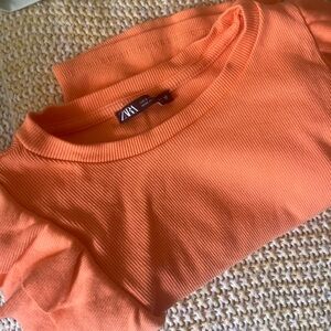 Zara cropped ruffle sleeve top